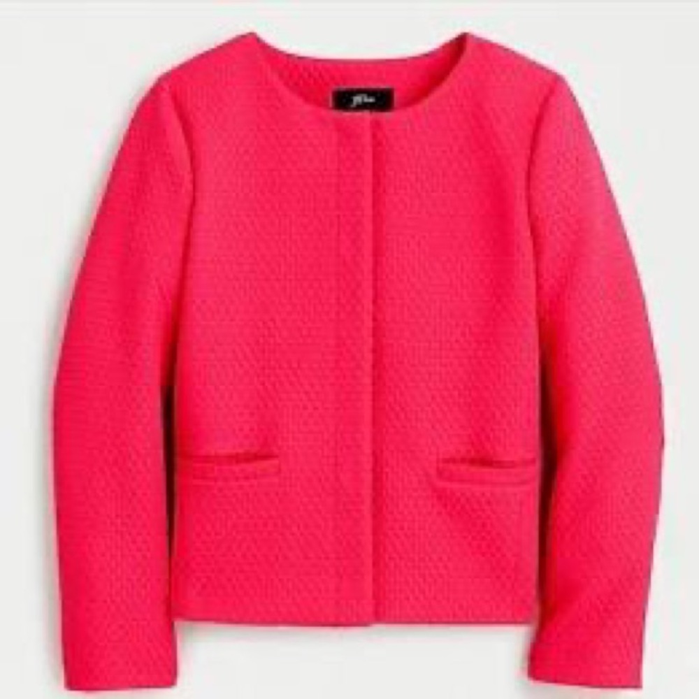 JCrew portfolio cropped jacket, 3/4 sleeves Bright Fuchsia color - Picture 1 of 6